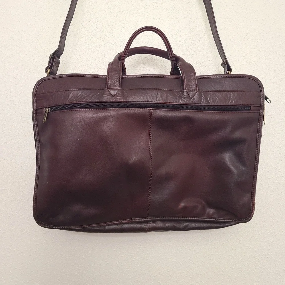 Vintage Burgundy Leather Handmade Laptop Carry Style‎ Messenger Satchel Bag